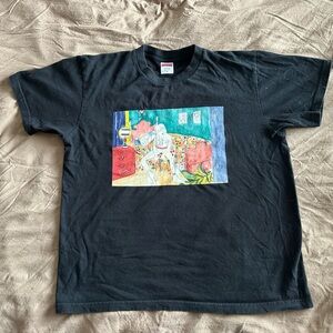 Supreme Black T-Shirt with Artistic Graphic